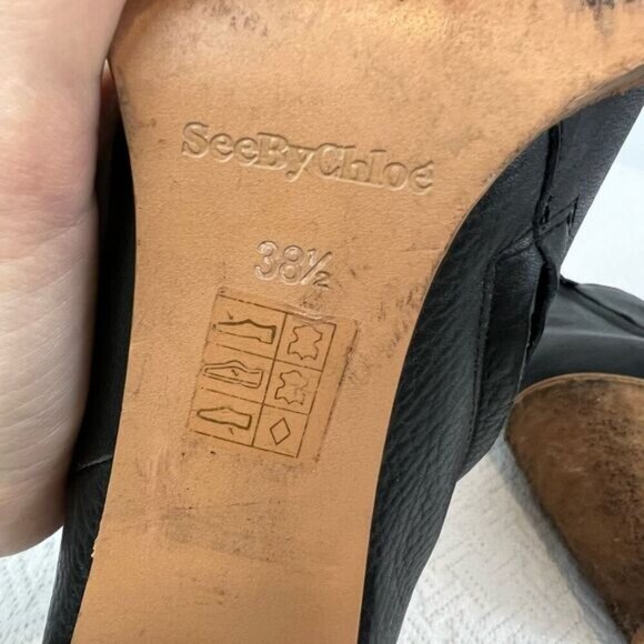 See by Chloé Edith Ankle Boot Women's 38.5 US 8.5 Black 100% Calf-Skin Leather - Picture 9 of 14